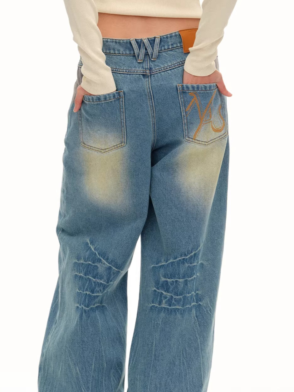 Mule Wide-Leg Denim Pants