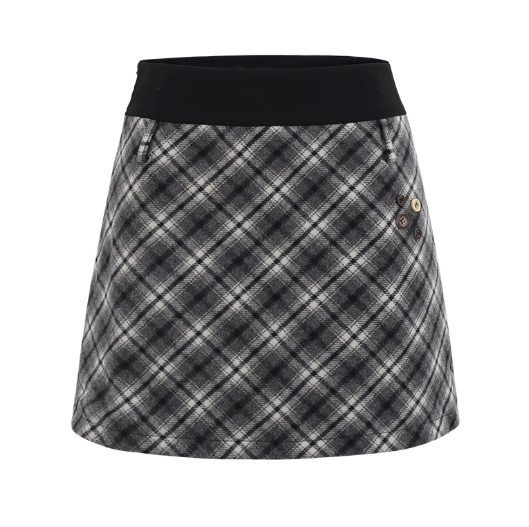 (Final Sale) Red Vintage Plaid Woolen Skirt - CHINASQUAD