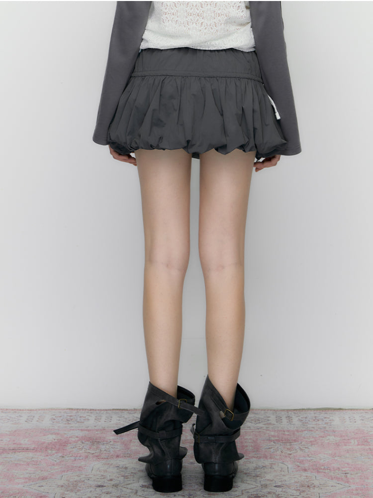 Drawstring Elastic Waist Puff Skirt - CHINASQUAD