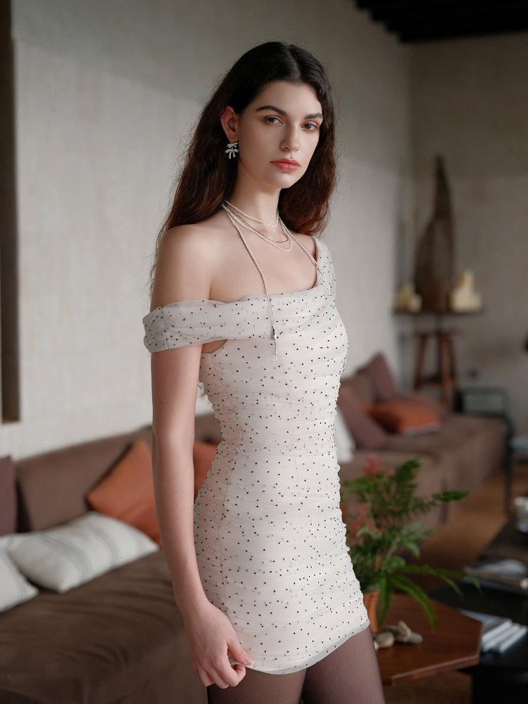 Off-Shoulder Cowl Neck Elegant Mini Dress - CHINASQUAD