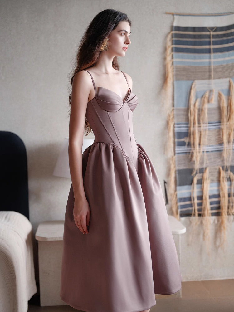 Satin Bow Detail Midi Dress - CHINASQUAD