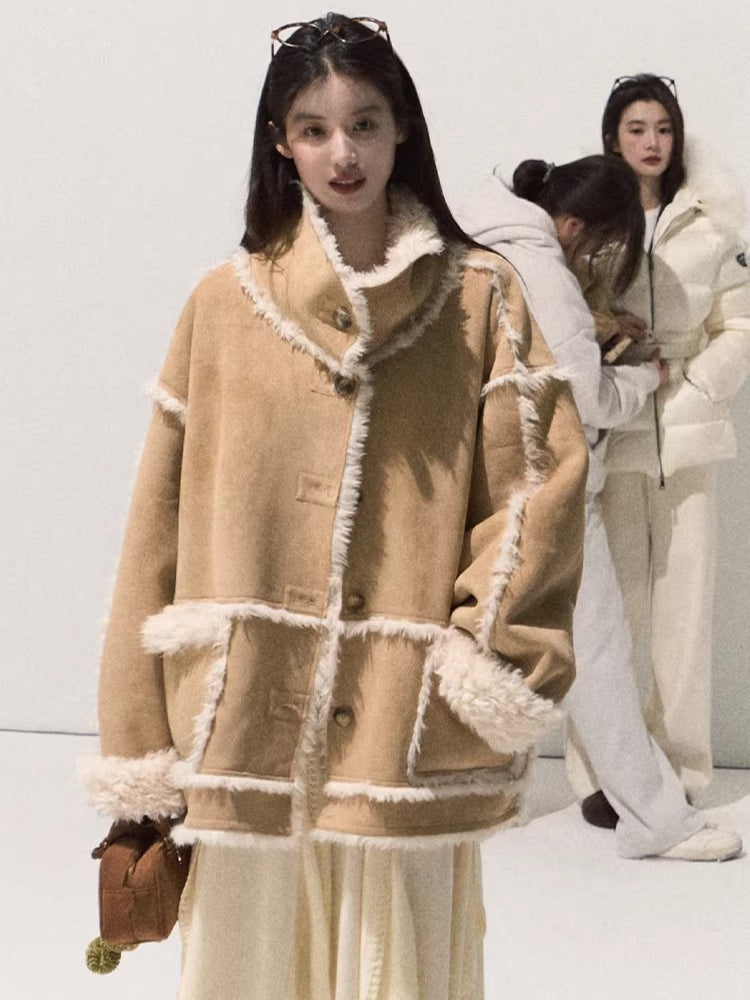 Faux Shearling Suede Jacket & Vest