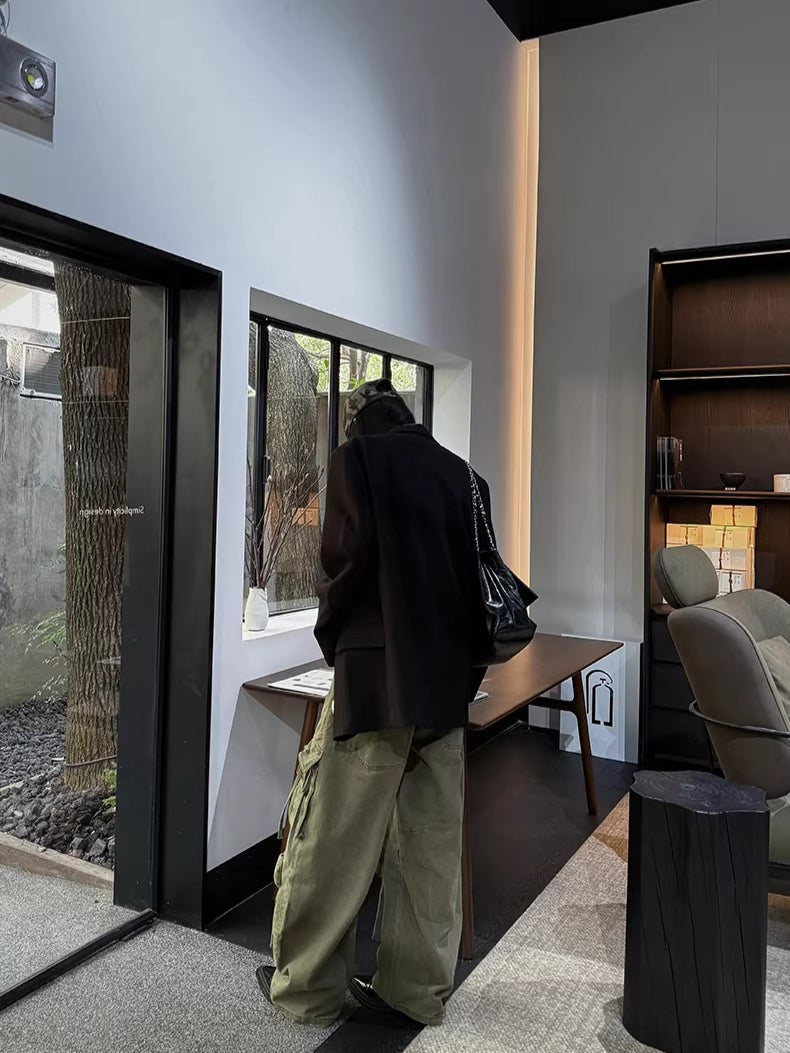 Vintage Washed Fringe-Edge Casual Blazer