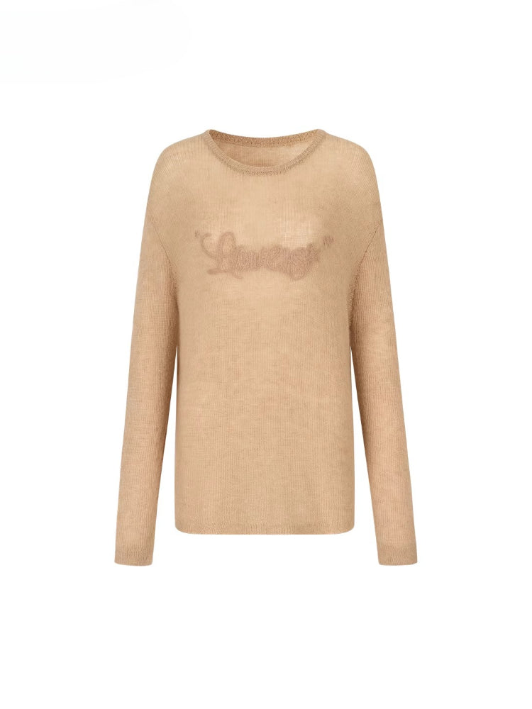 Loose Embroidered Minimalist Knit Crewneck