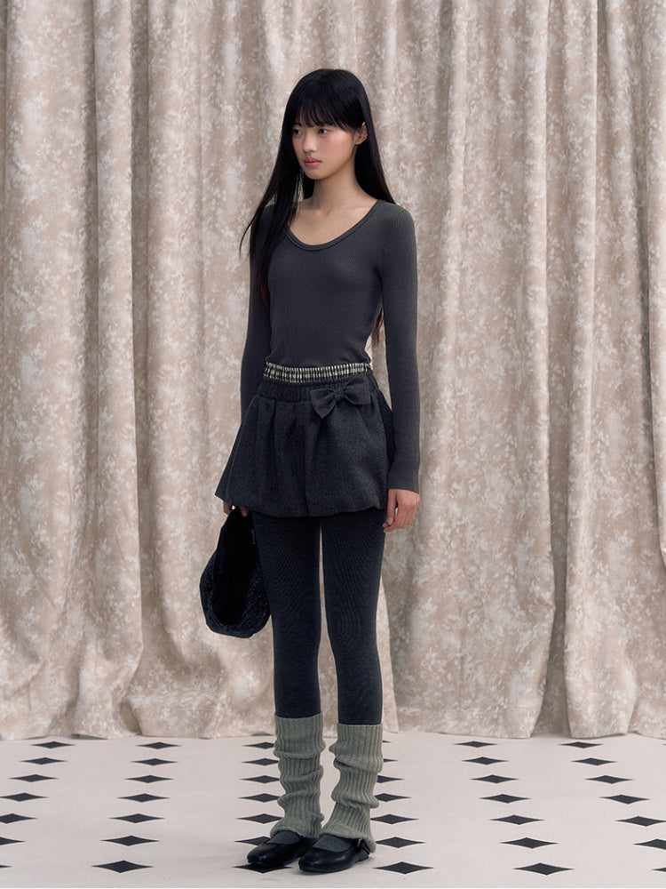 Double Waistband Bow-knot Peplum Skirt - CHINASQUAD