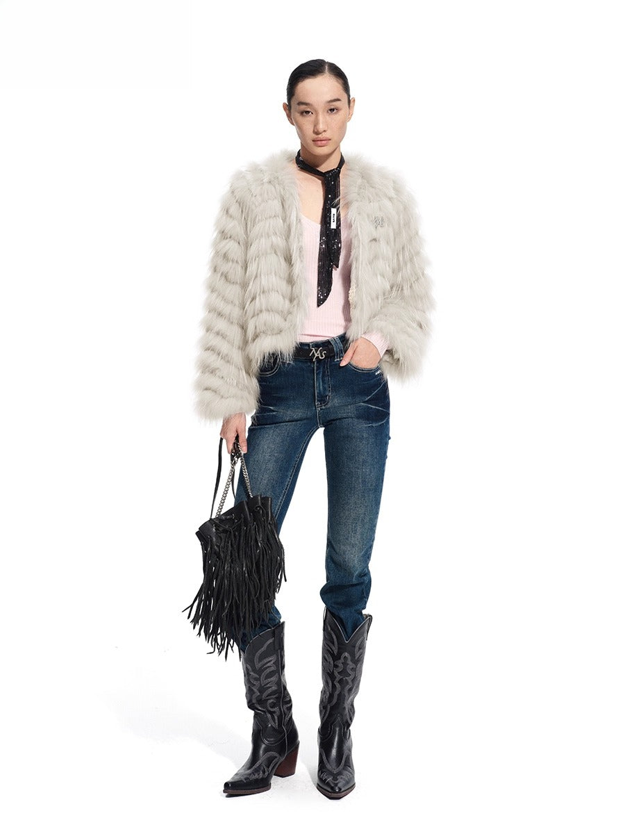 Bordeaux Raccoon & Rabbit Fur Jacket