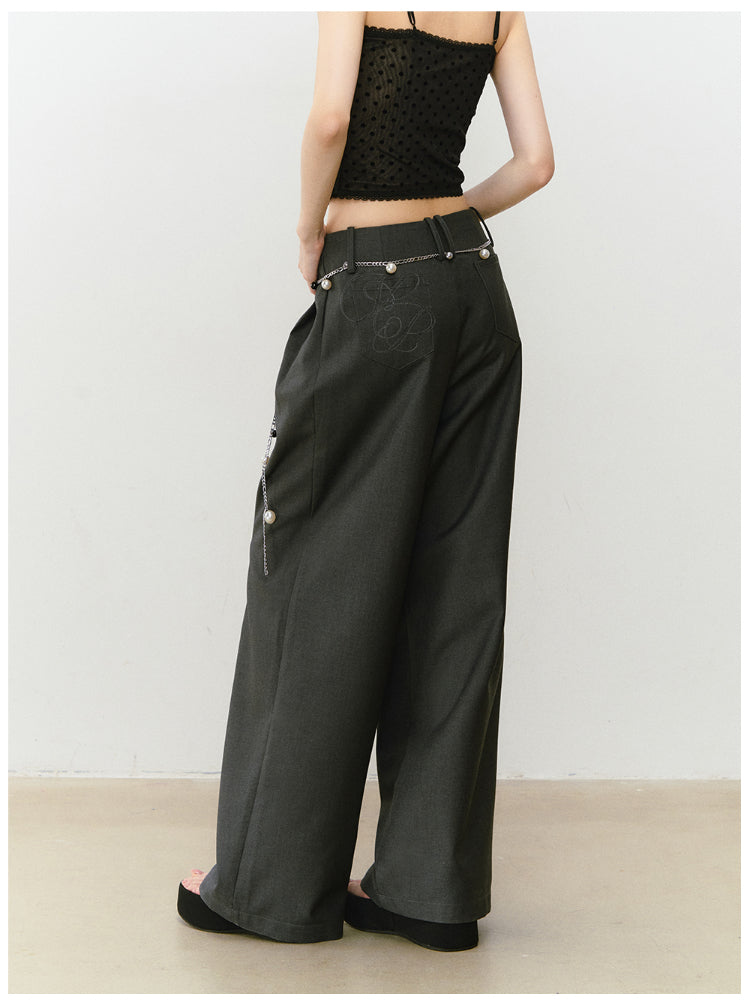 Waist-relaxed Wide-leg Suit Pants - CHINASQUAD