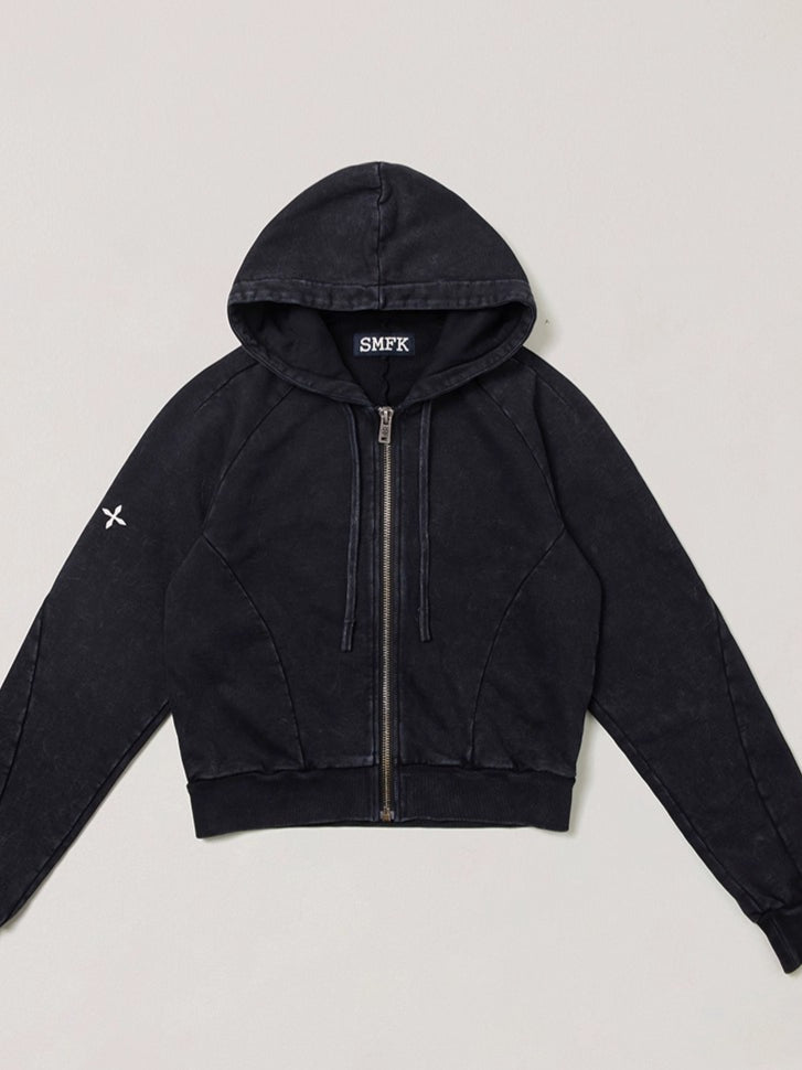 Wild Vintage Zip-up Cropped Hoodie