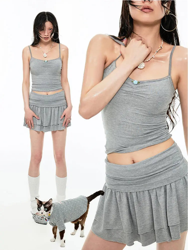 Rhinestone-embellished Knit Mini Skirt - CHINASQUAD