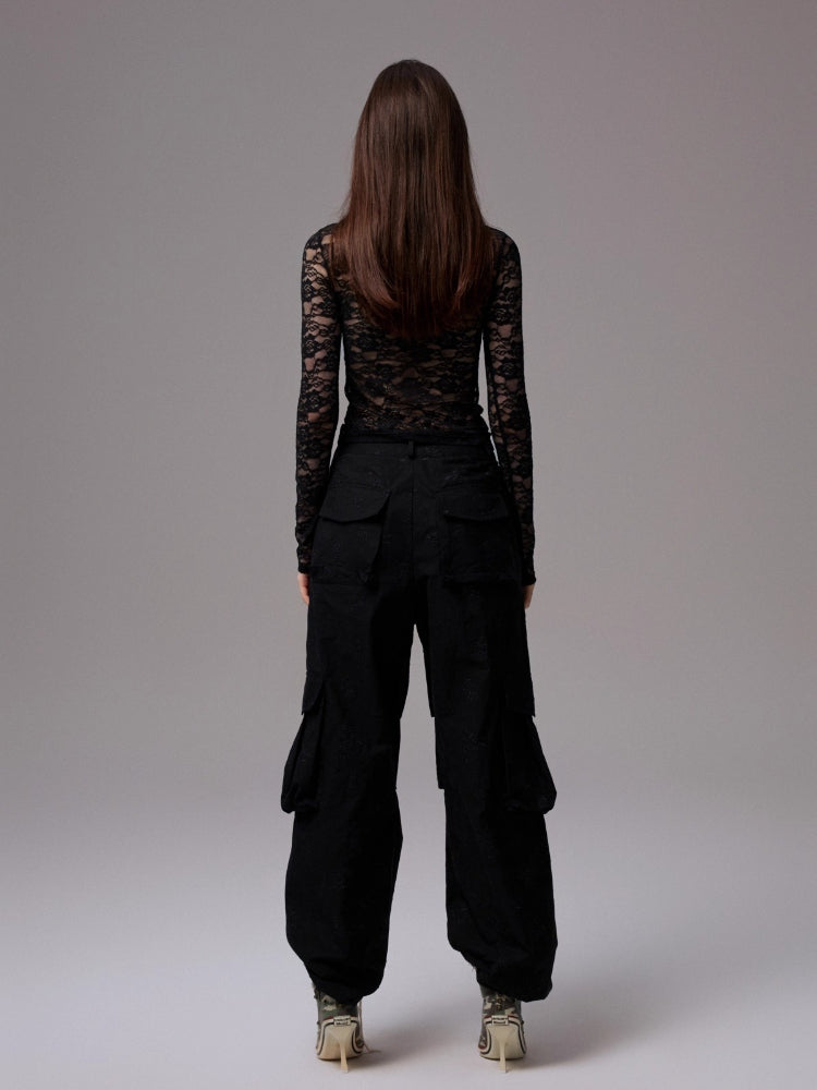 Color-Block Patch Lace Bottoming Top