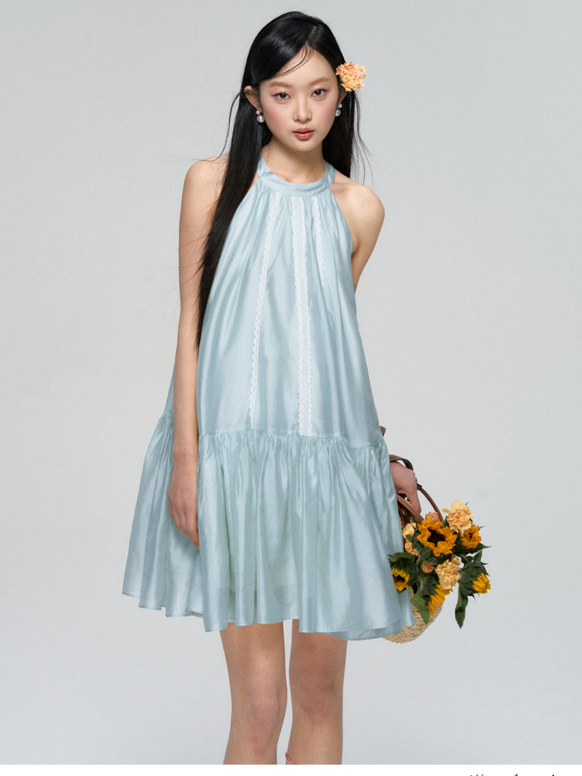 Halter Neck Tencel Lace Beach Dress - CHINASQUAD