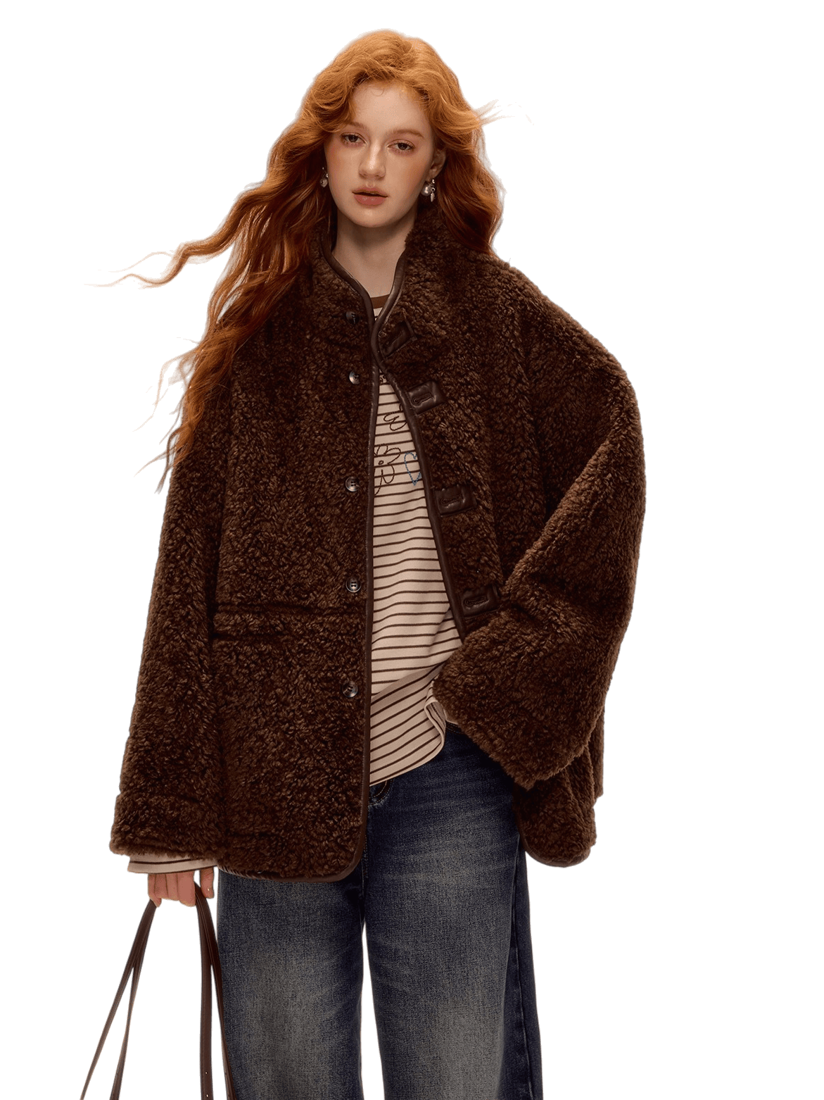 Reversible Faux Suede Shearling Jacket