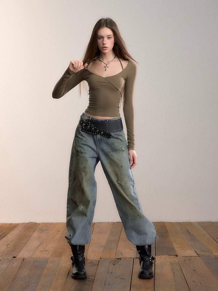 Halterneck Modal Long-Sleeve T-Shirt