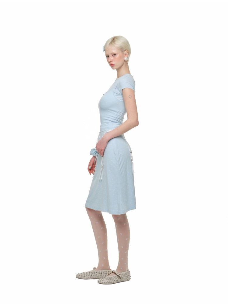 Polka Dot Cat Paw Round Neck T-shirt - CHINASQUAD