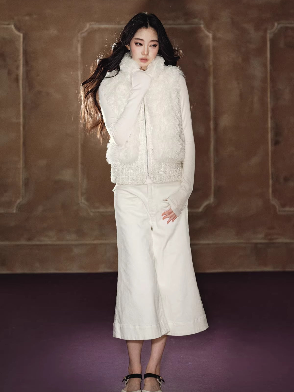 Heavyweight Beaded Wool-Blend Fleece Vest