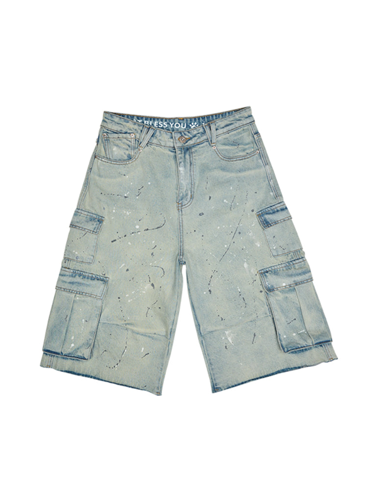 Printed Denim Shorts - CHINASQUAD