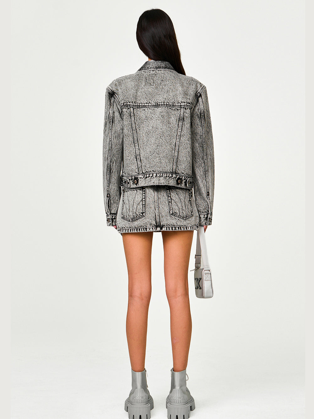 Classic Cross Angled Denim Skirt - CHINASQUAD