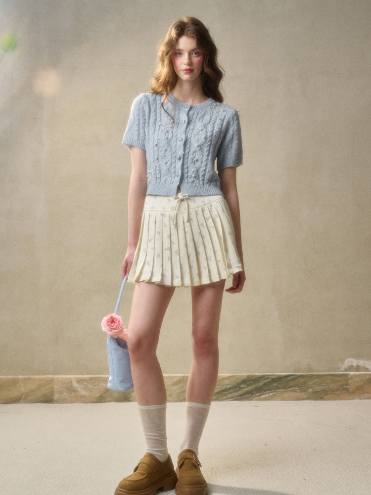 Mohair and Satin Cardigan & Skirt Set - CHINASQUAD