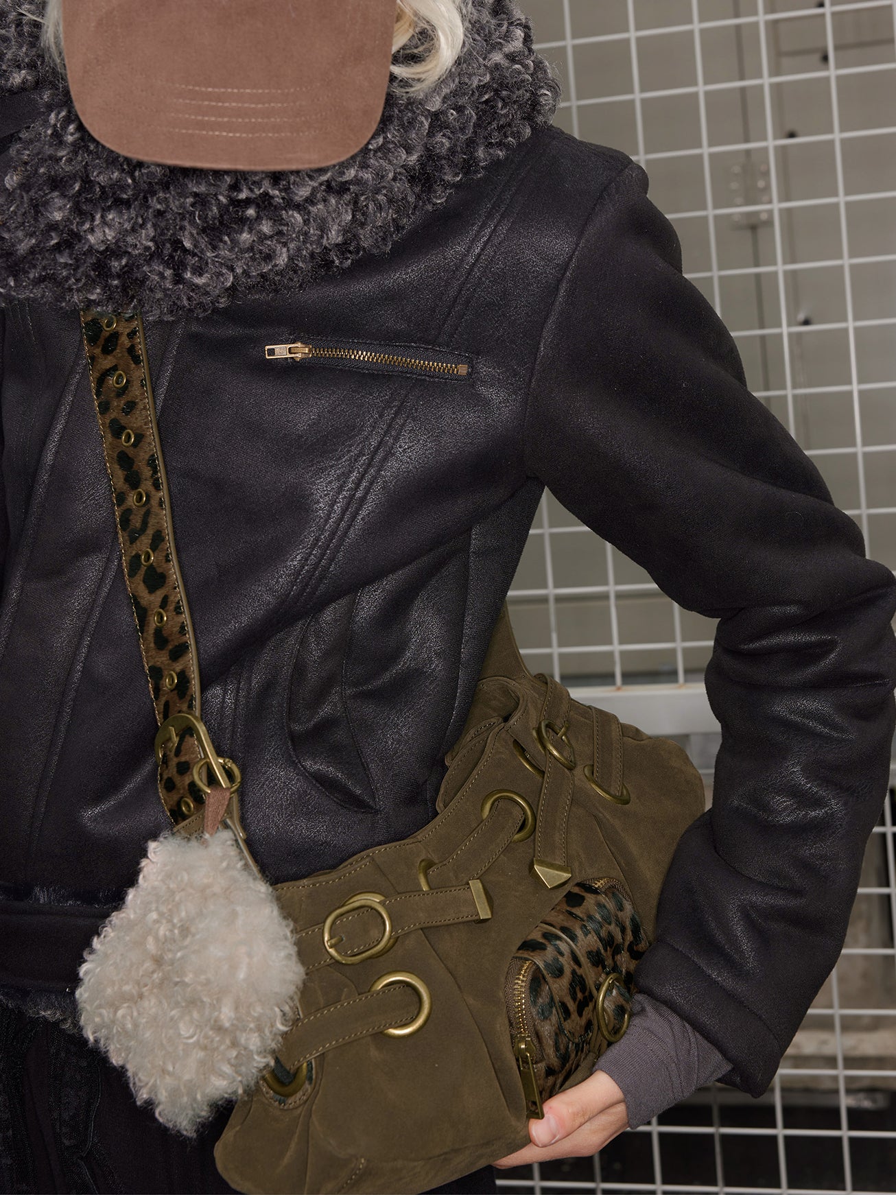 Leather Pony Hair Punk Shoulder Bag - CHINASQUAD