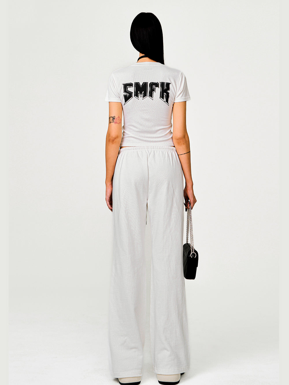 Black & White Compass Flared Sweatpants - CHINASQUAD