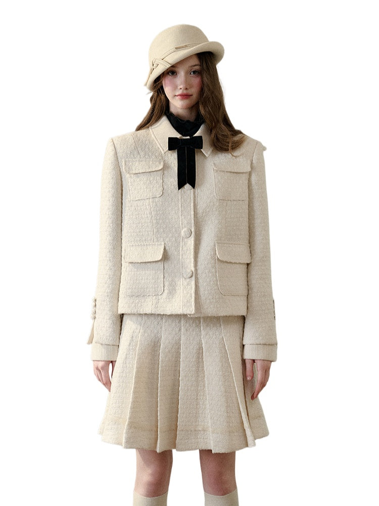 Galaxy Classic Wool Pleated Skirt Set - CHINASQUAD