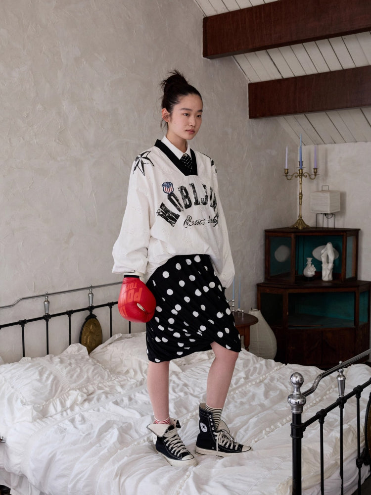 Polka Dot Knot Midi Skirt