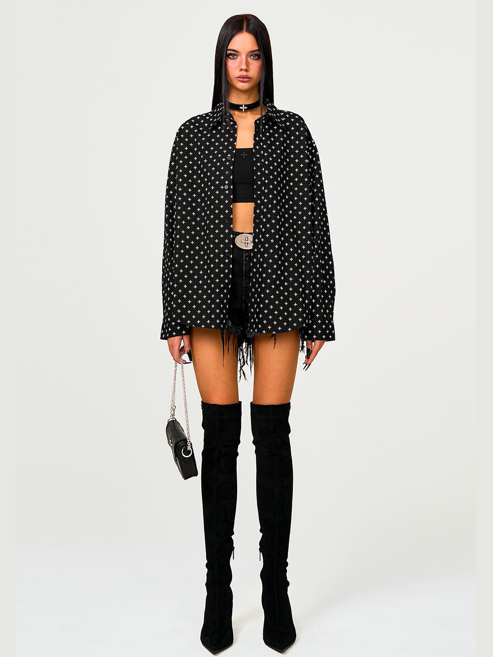 Black Oversized Cotton Shirt - CHINASQUAD