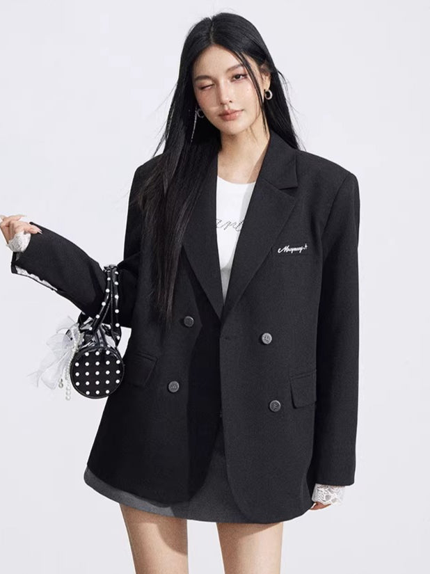 Lace Panel Oversized Blazer
