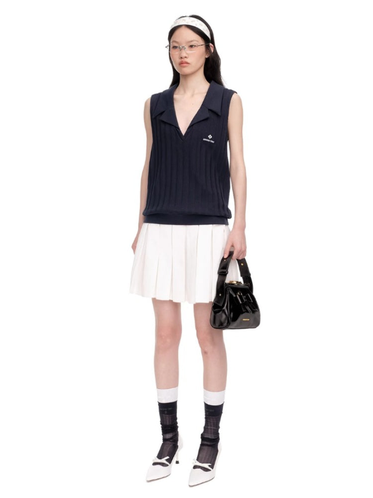 Striped Knit Sleeveless Top - CHINASQUAD