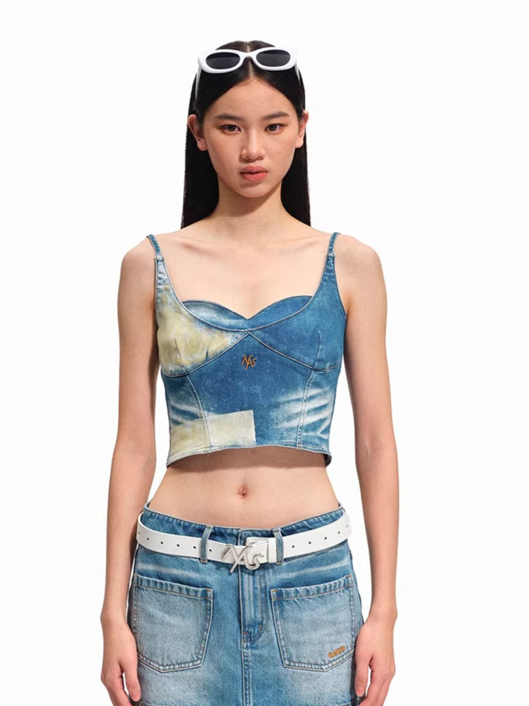 Equestrian Contrast Panel Denim Camisole