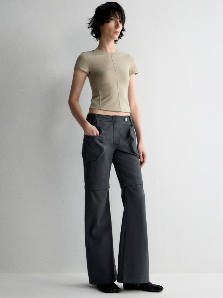Two-in-One Removable Flared Casual Pants - CHINASQUAD