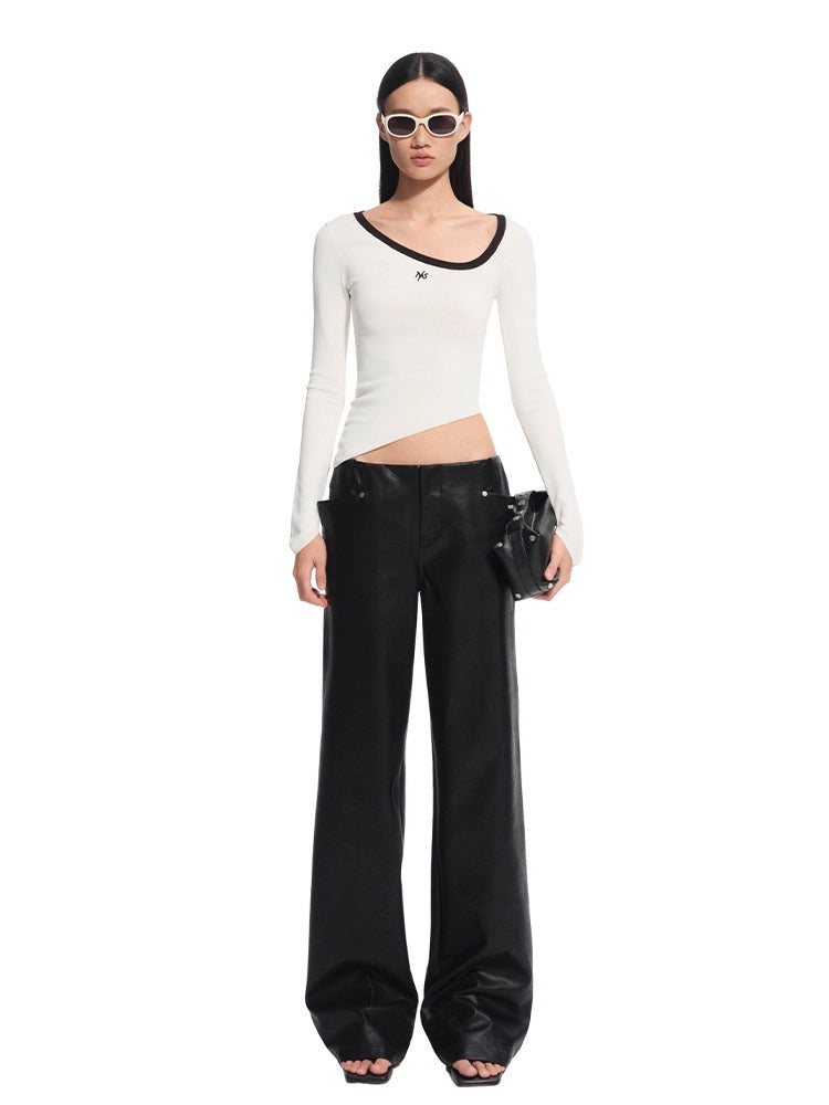 Matte Mid-Rise Leather Pants - CHINASQUAD