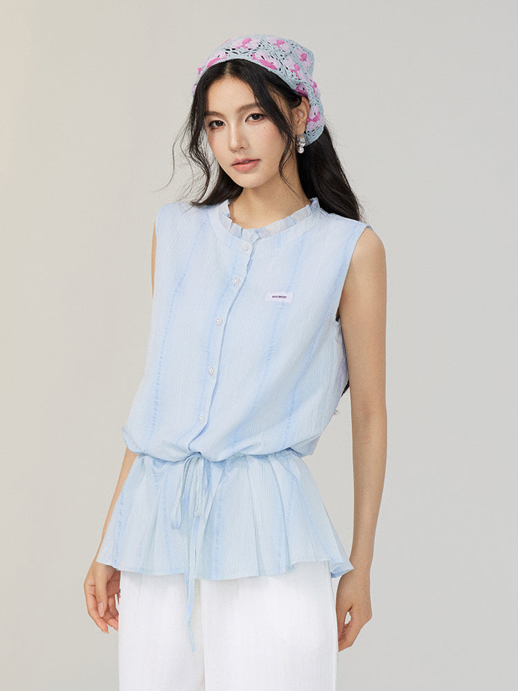 Lace-Up Waist Blouse