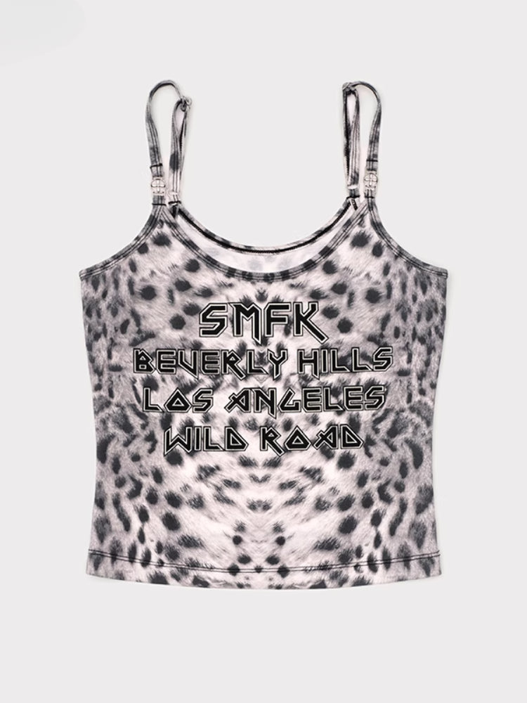 Leopard Print Sleeveless Outer - wear Sports Sling