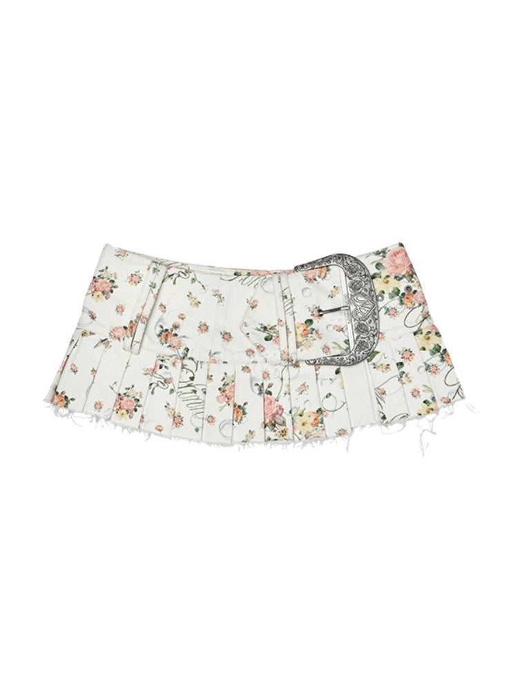 Floral Canvas Waistband Pleated Cummerbund - CHINASQUAD