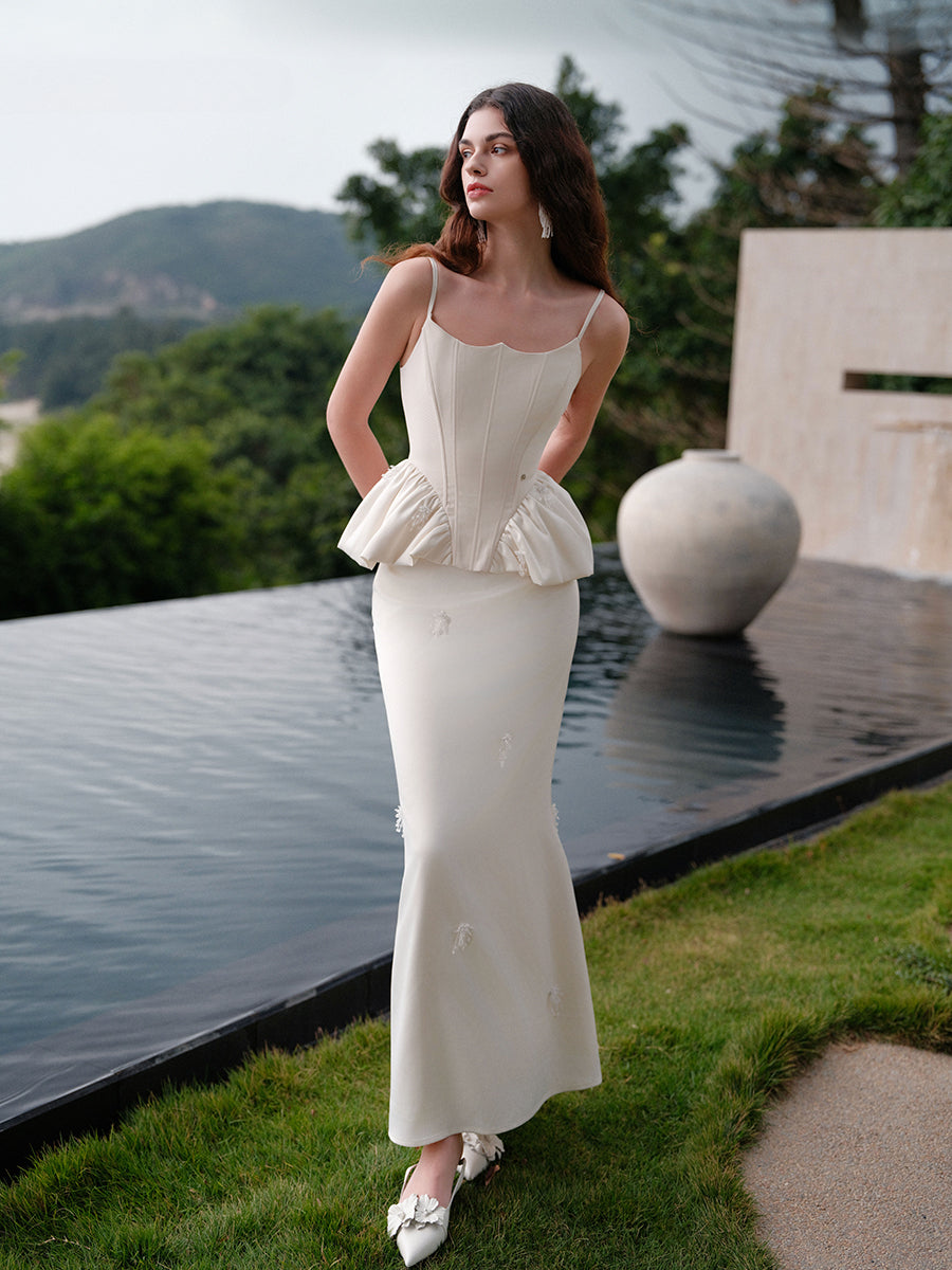 Luxury Handcrafted Beaded Satin Slip Dress - CHINASQUAD