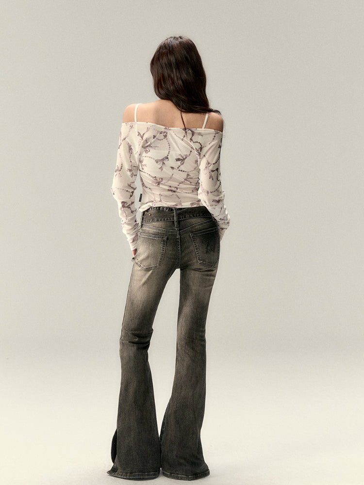 Two-Way Off-Shoulder Ruched Long Sleeve Blouse - CHINASQUAD