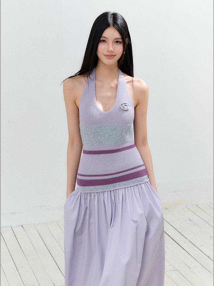 V-Neck Halter Backless Dress - CHINASQUAD