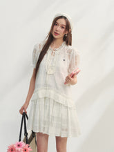 Checkered Hollow-Out Ruffled Dress Set - CHINASQUAD