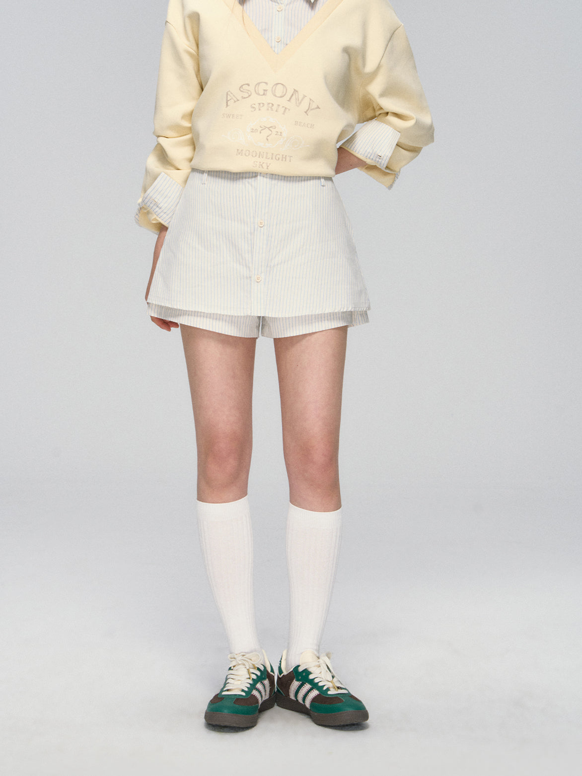 Yellow & Navy Collegiate Butterfly Sweatshirt & Skirt Set - CHINASQUAD