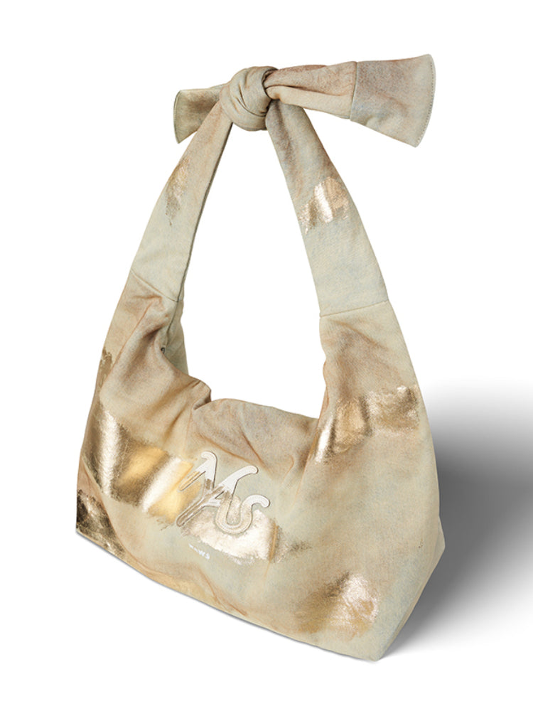 Pure Cotton Twill Denim Large Capacity Foldable Crescent Bag - CHINASQUAD