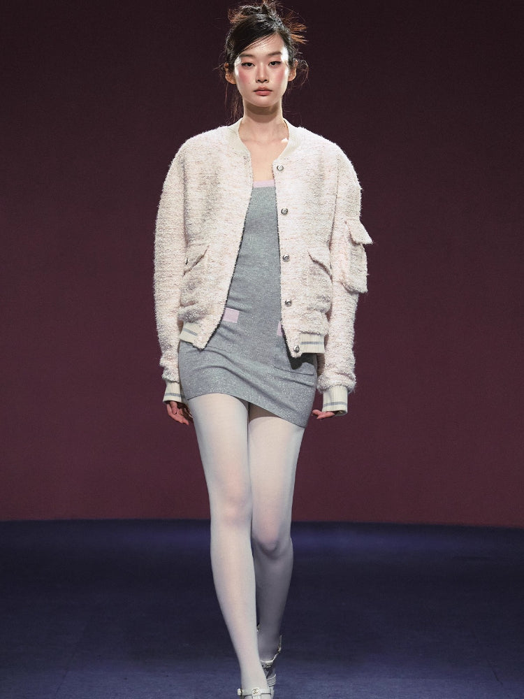 Tweed Textured Drop-shoulder Jacket