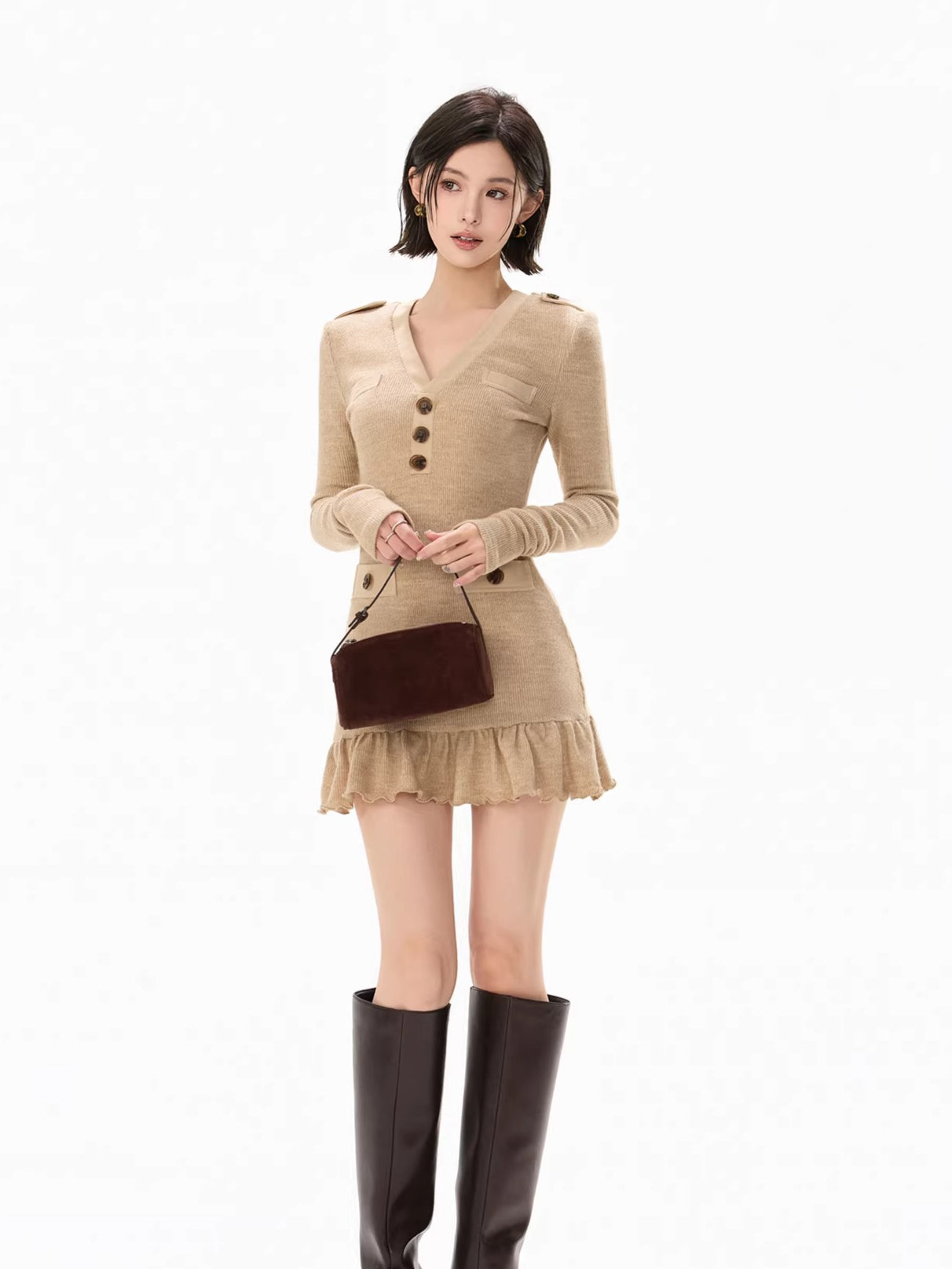 Mesh Shawl Ruched Knit Bodycon Dress