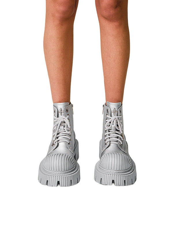 Black & Silver Ripple Motorcycle Boots - CHINASQUAD