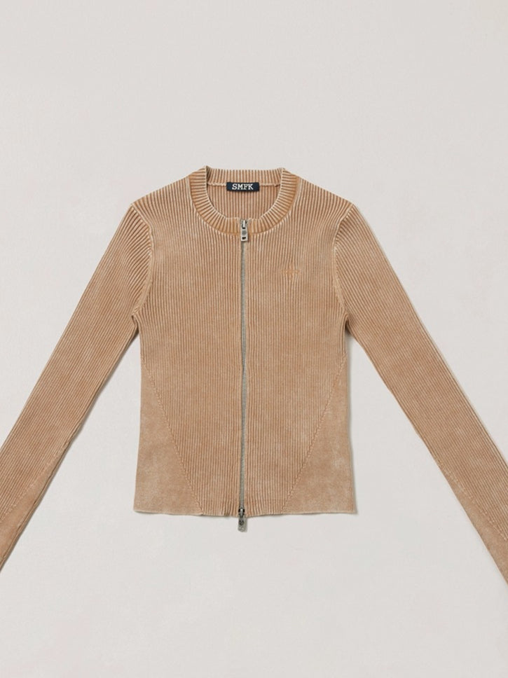 Wild Retro Zipper Knit Cardigan