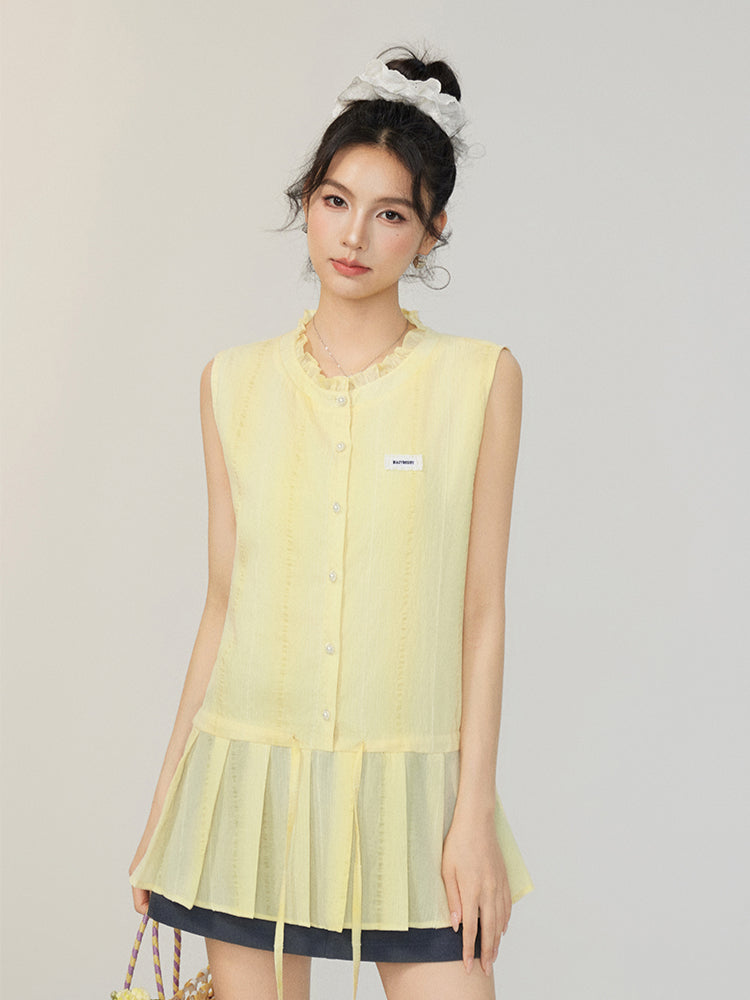 Lace-Up Waist Blouse