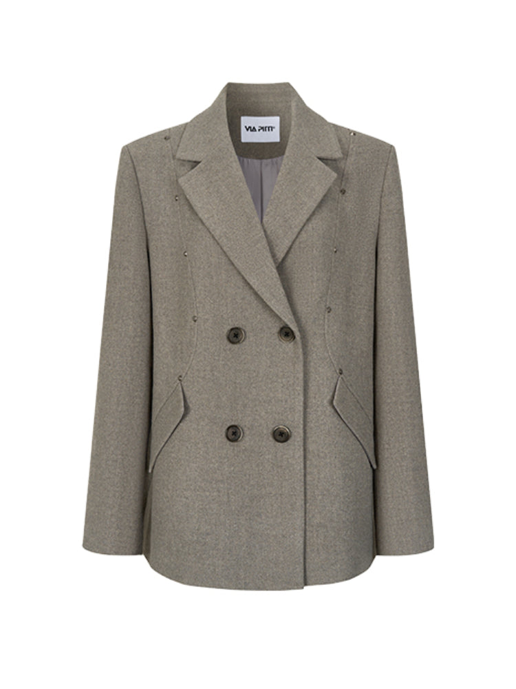 Rivet Oversized Thickened Wool Blazer - CHINASQUAD