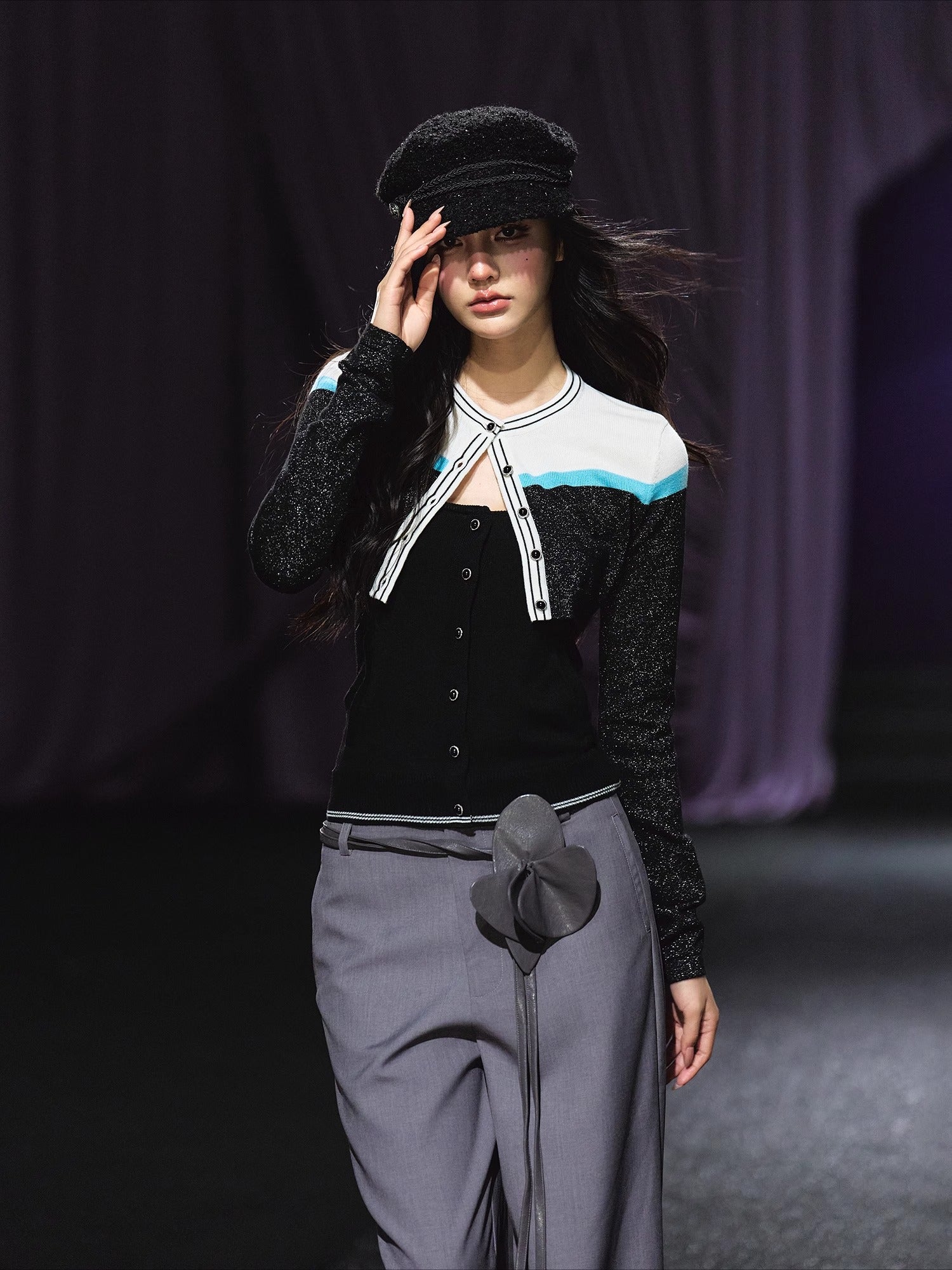 Sparkle Contrast Trim Knit Two-Piece Set - CHINASQUAD