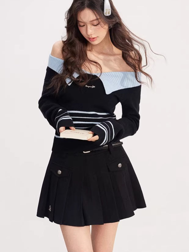 High-Waisted A-Line Pleated Skirt