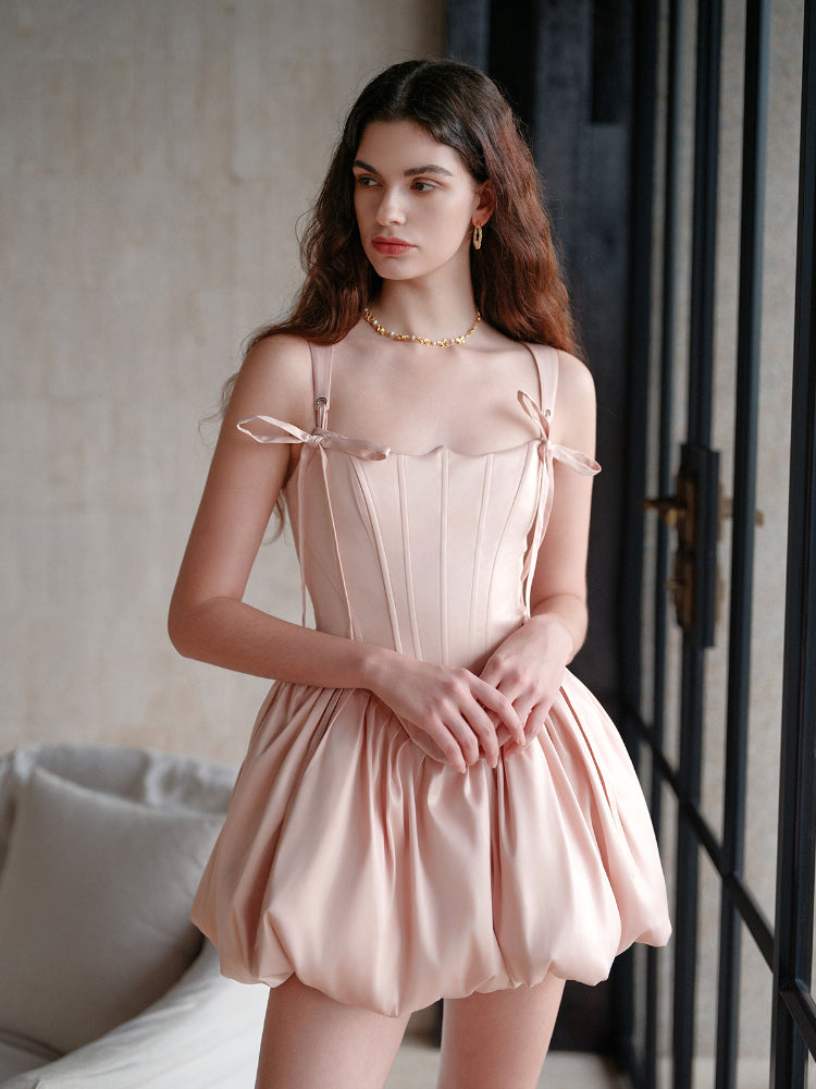 Elegant Waistline Mini Bubble Dress - CHINASQUAD